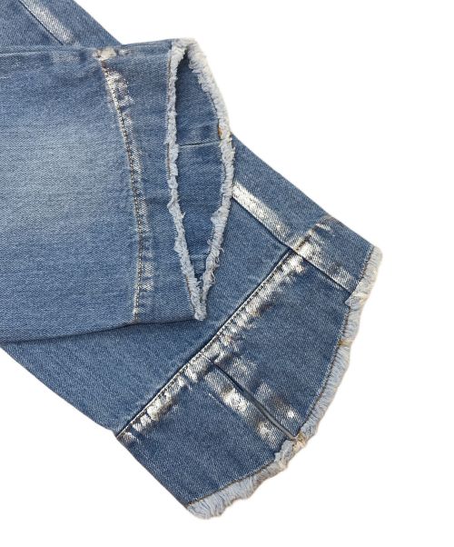 BEARDSLEY（ビアズリー）BEARDSLEY (ビアズリー) FRIPIER 裾カットオフ箔デニム インディゴ サイズ:FREEの古着・服飾アイテム