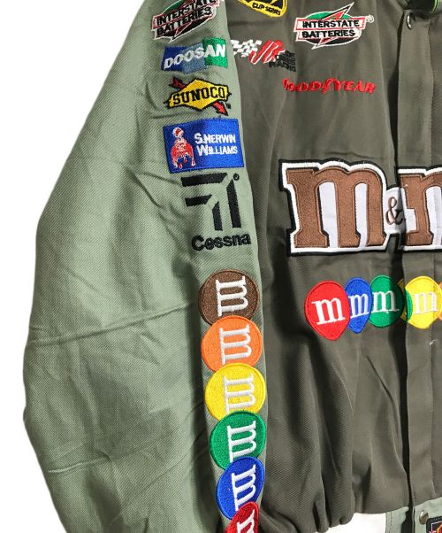 JH Design（ジェイエイチデザイン）JH Design (ジェイエイチデザイン) 【古着】M&MS 90’Sレーシングジャケット　90年代　企業ロゴ　刺繍ジャケット　Racing jacket オリーブ サイズ:Lの古着・服飾アイテム