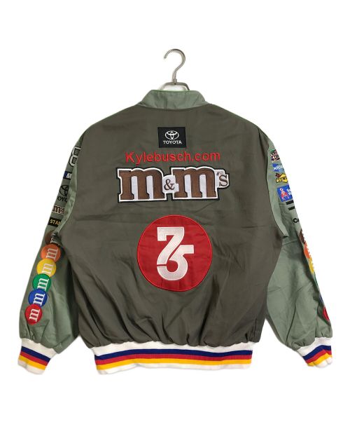 JH Design（ジェイエイチデザイン）JH Design (ジェイエイチデザイン) 【古着】M&MS 90’Sレーシングジャケット　90年代　企業ロゴ　刺繍ジャケット　Racing jacket オリーブ サイズ:Lの古着・服飾アイテム