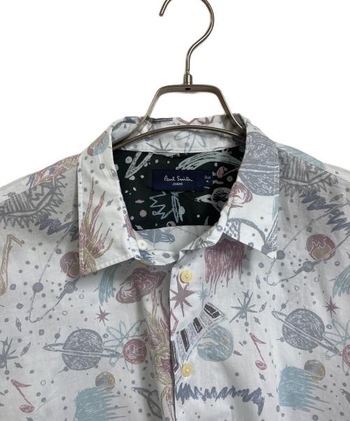 Paul Smith JEANS（ポールスミス ジーンズ）Paul Smith JEANS (ポールスミス ジーンズ) 半袖シャツ 宇宙柄　総柄 スカイブルー サイズ:XLの古着・服飾アイテム