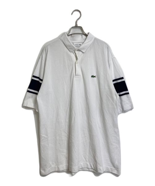 LACOSTE（ラコステ）LACOSTE (ラコステ) ボディーサイズボーダーBIGポロシャツ ホワイト×ネイビー サイズ:Lの古着・服飾アイテム