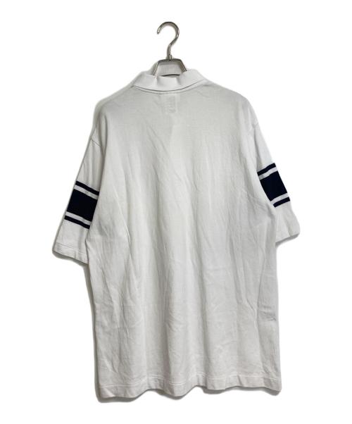 LACOSTE（ラコステ）LACOSTE (ラコステ) ボディーサイズボーダーBIGポロシャツ ホワイト×ネイビー サイズ:Lの古着・服飾アイテム