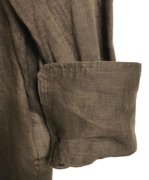 SALON adam et rope'（サロンアダムエロペ）SALON adam et rope' (サロンアダムエロペ) リネンシャツ　長袖シャツ　麻　L/S Linen Shirt ブラウン サイズ:FREEの古着・服飾アイテム