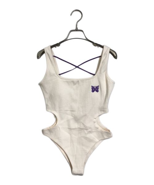 TW（トゥ）TW (トゥ) Needles (ニードルズ) 刺繍パピヨンサイドカットタンクトップボディースーツ Side Cut Rib Bodysuit ホワイト サイズ:Mの古着・服飾アイテム