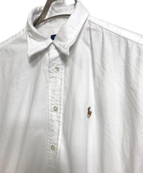 POLO RALPH LAUREN（ポロ・ラルフローレン）POLO RALPH LAUREN (ポロ・ラルフローレン) ポニー刺繍リボン付きシャツワンピース ミニワンピース　POLO RALPH LAUREN ポロラルフローレン　ホワイト ホワイトの古着・服飾アイテム