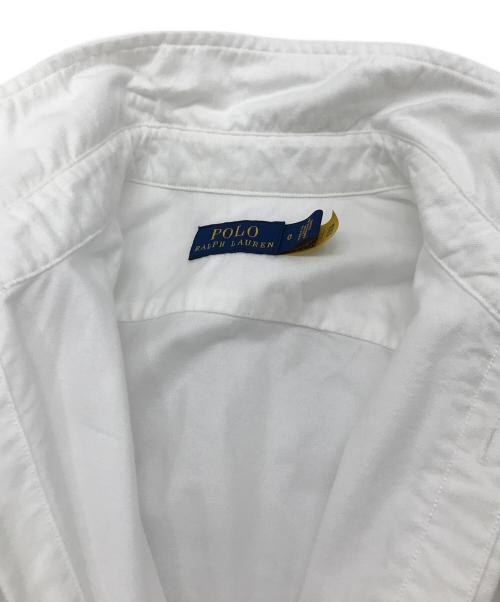 POLO RALPH LAUREN（ポロ・ラルフローレン）POLO RALPH LAUREN (ポロ・ラルフローレン) ポニー刺繍リボン付きシャツワンピース ミニワンピース　POLO RALPH LAUREN ポロラルフローレン　ホワイト ホワイトの古着・服飾アイテム