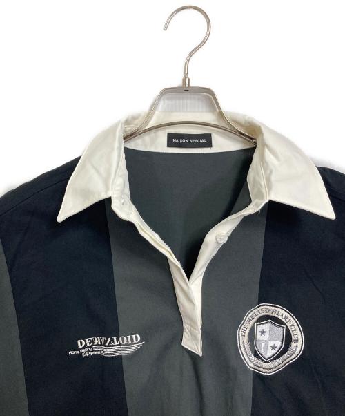 MAISON SPECIAL（メゾンスペシャル）MAISON SPECIAL (メゾンスペシャル) Oversize Rugby Shirt  オーバーサイズラブビーシャツ　半袖シャツ グレー×ブラック サイズ:実寸参照の古着・服飾アイテム