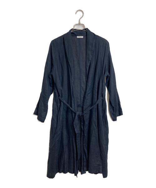 fog linen work（フォグリネンワーク）fog linen work (フォグリネンワーク) リネンローブコート　ロングコート　リネンコート　ロングカーディガン　アウター　ライトアウター　羽織り ネイビー サイズ:実寸参照の古着・服飾アイテム