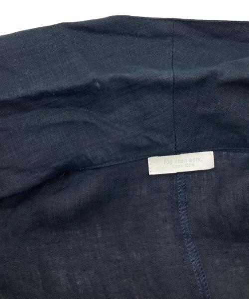 fog linen work（フォグリネンワーク）fog linen work (フォグリネンワーク) リネンローブコート　ロングコート　リネンコート　ロングカーディガン　アウター　ライトアウター　羽織り ネイビー サイズ:実寸参照の古着・服飾アイテム