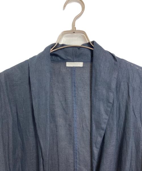 fog linen work（フォグリネンワーク）fog linen work (フォグリネンワーク) リネンローブコート　ロングコート　リネンコート　ロングカーディガン　アウター　ライトアウター　羽織り ネイビー サイズ:実寸参照の古着・服飾アイテム