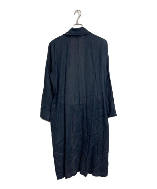 fog linen work（フォグリネンワーク）fog linen work (フォグリネンワーク) リネンローブコート　ロングコート　リネンコート　ロングカーディガン　アウター　ライトアウター　羽織り ネイビー サイズ:実寸参照の古着・服飾アイテム