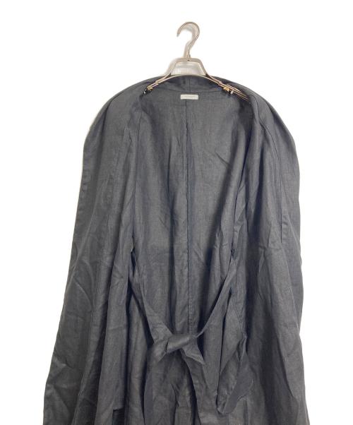 fog linen work（フォグリネンワーク）fog linen work (フォグリネンワーク) リネンローブコート　ロングコート　リネンコート　ロングカーディガン　アウター　ライトアウター　羽織り ブラック サイズ:実寸参照の古着・服飾アイテム