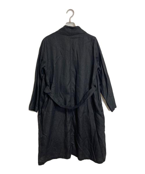 fog linen work（フォグリネンワーク）fog linen work (フォグリネンワーク) リネンローブコート　ロングコート　リネンコート　ロングカーディガン　アウター　ライトアウター　羽織り ブラック サイズ:実寸参照の古着・服飾アイテム