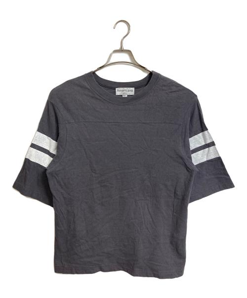 Americana（アメリカーナ）Americana (アメリカーナ) AP STUDIO (エーピーストゥディオ) ボーイフレンド フットボールTシャツ　オーバーサイズ　日本製 グレー サイズ:実寸参照の古着・服飾アイテム