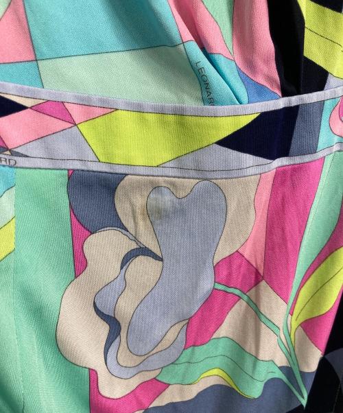 LEONARD FASHION（レオナールファッション）LEONARD FASHION (レオナールファッション) 総柄ミニワンピース　長袖ワンピース　日本製 スカイブルー サイズ:2の古着・服飾アイテム