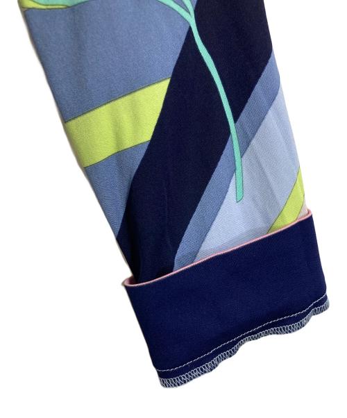 LEONARD FASHION（レオナールファッション）LEONARD FASHION (レオナールファッション) 総柄ミニワンピース　長袖ワンピース　日本製 スカイブルー サイズ:2の古着・服飾アイテム