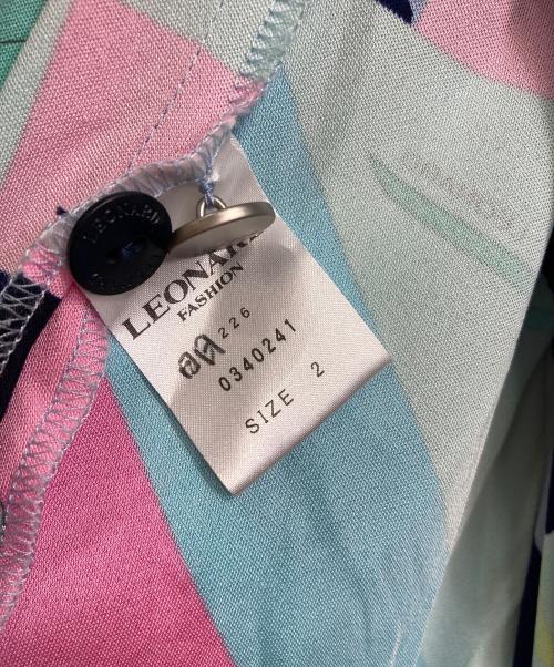 LEONARD FASHION（レオナールファッション）LEONARD FASHION (レオナールファッション) 総柄ミニワンピース　長袖ワンピース　日本製 スカイブルー サイズ:2の古着・服飾アイテム