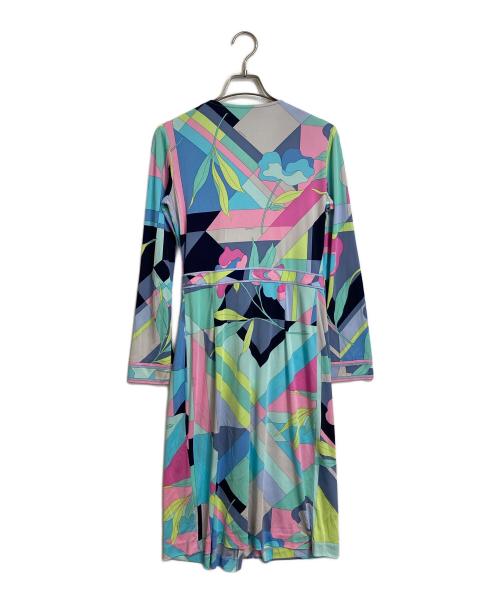 LEONARD FASHION（レオナールファッション）LEONARD FASHION (レオナールファッション) 総柄ミニワンピース　長袖ワンピース　日本製 スカイブルー サイズ:2の古着・服飾アイテム