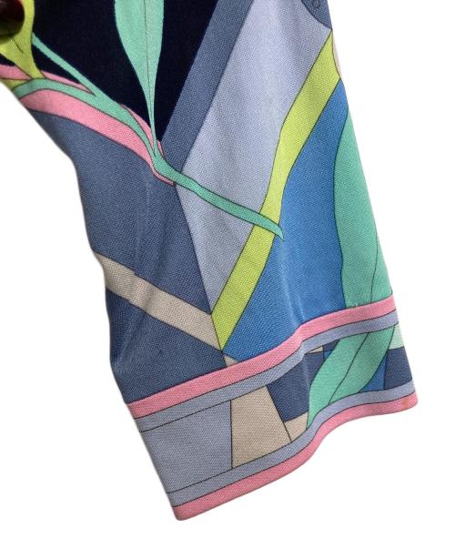 LEONARD FASHION（レオナールファッション）LEONARD FASHION (レオナールファッション) 総柄ミニワンピース　長袖ワンピース　日本製 スカイブルー サイズ:2の古着・服飾アイテム