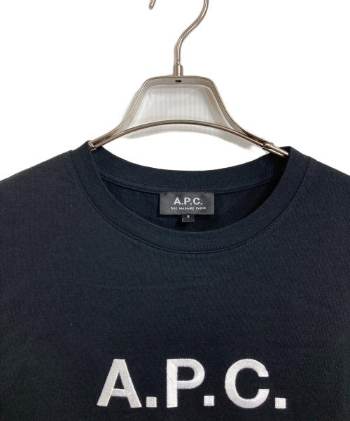 A.P.C.（アーペーセー）A.P.C. (アーペーセー) HOMME S/S TEE 半袖カットソー　Tシャツ　Tee  ロゴ刺繍　日本製 ブラック サイズ:Sの古着・服飾アイテム