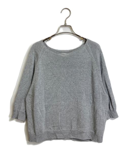 evam eva（エヴァムエヴァ）evam eva (エヴァムエヴァ) 半袖コットンニット　ラグランニット グレー サイズ:FREEの古着・服飾アイテム
