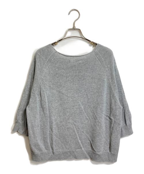 evam eva（エヴァムエヴァ）evam eva (エヴァムエヴァ) 半袖コットンニット　ラグランニット グレー サイズ:FREEの古着・服飾アイテム