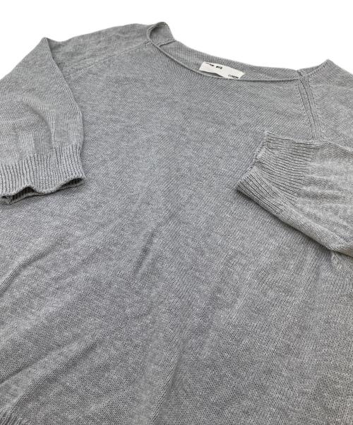 evam eva（エヴァムエヴァ）evam eva (エヴァムエヴァ) 半袖コットンニット　ラグランニット グレー サイズ:FREEの古着・服飾アイテム