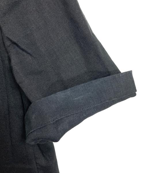 LESSAGE（レサージュ）LESSAGE (レサージュ) リネンストレッチハーフスリーブジャケット　半袖ジャケット　アウター　ライトアウター　麻　日本製 ブラック サイズ:実寸参照の古着・服飾アイテム