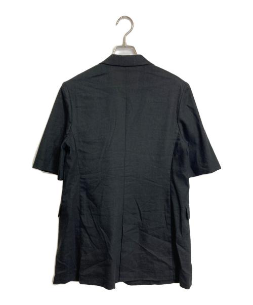 LESSAGE（レサージュ）LESSAGE (レサージュ) リネンストレッチハーフスリーブジャケット　半袖ジャケット　アウター　ライトアウター　麻　日本製 ブラック サイズ:実寸参照の古着・服飾アイテム