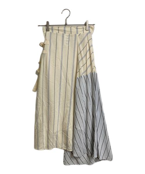 MAX&Co.（マックスアンドコー）MAX&Co. (マックスアンドコー) デザインスカート　ストライプ スカイブルー サイズ:36の古着・服飾アイテム