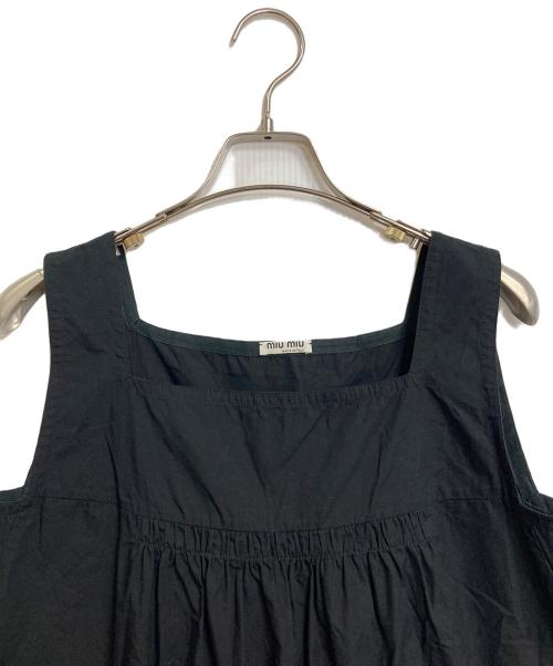 MIU MIU（ミュウミュウ）MIU MIU (ミュウミュウ) キャミソールギャザーブラウス　ノースリーブブラウス　イタリア製 ブラック サイズ:42の古着・服飾アイテム