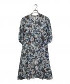 UNTITLEDアンタイトル）の古着「リーフプリント シフォンワンピース　ロングワンピース」｜ブルー