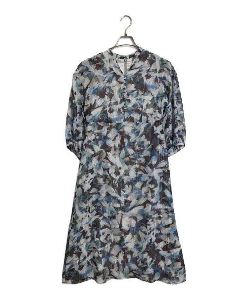 UNTITLED（アンタイトル）UNTITLED (アンタイトル) リーフプリント シフォンワンピース　ロングワンピース ブルー サイズ:00/XSの古着・服飾アイテム