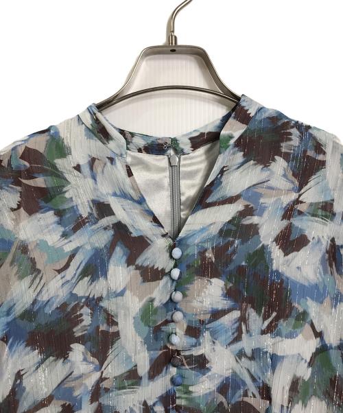 UNTITLED（アンタイトル）UNTITLED (アンタイトル) リーフプリント シフォンワンピース　ロングワンピース ブルー サイズ:00/XSの古着・服飾アイテム
