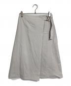 theoryセオリー）の古着「リネン混ラップスカート Eco Crunch Wash Belted Wrap SK 日本製」｜グレー