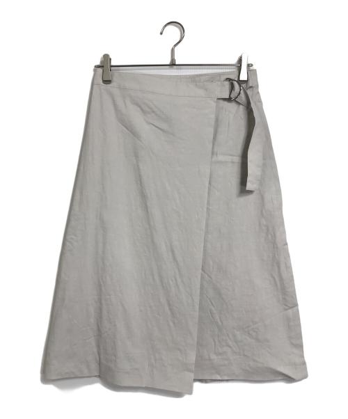 theory（セオリー）theory (セオリー) リネン混ラップスカート Eco Crunch Wash Belted Wrap SK 日本製 グレー サイズ:2の古着・服飾アイテム