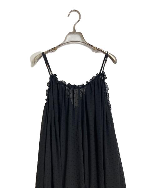 SLOBE IENA（スローブ イエナ）SLOBE IENA (スローブ イエナ) ドットギャザーキャミワンピース　シアーワンピース ブラック サイズ:実寸参照の古着・服飾アイテム