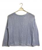 GALLARDA GALANTEガリャルダガランテ）の古着「ワイドストライプメッシュニット　長袖ニット　ローゲージニット」｜スカイブルー