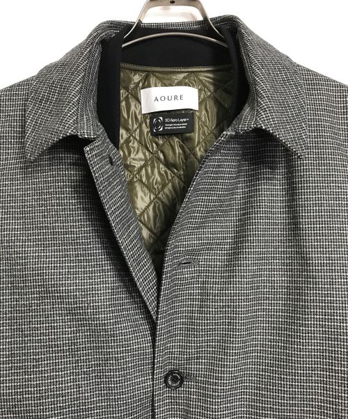 AOURE（アウール）AOURE (アウール) ラミネートウールコート　インナー付コート ホワイト×ブラック サイズ:Mの古着・服飾アイテム