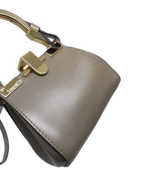 ZANCHETTI（ザンケッティー）ZANCHETTI (ザンケッティー) AMLETO mini  ショルダーバッグ ブラウン×グレージュ サイズ:実寸参照の古着・服飾アイテム