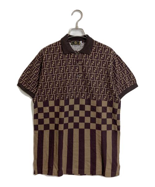 FENDI（フェンディ）FENDI (フェンディ) ズッカ柄ポロシャツ 半袖ポロシャツ ベージュ×ブラウン サイズ:44の古着・服飾アイテム