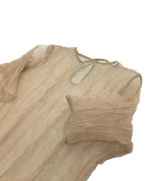 LEINWANDE（ラインヴァンド）LEINWANDE (ラインヴァンド) Recycle Organdy Pleats T-Shirts ベージュ サイズ:FREEの古着・服飾アイテム