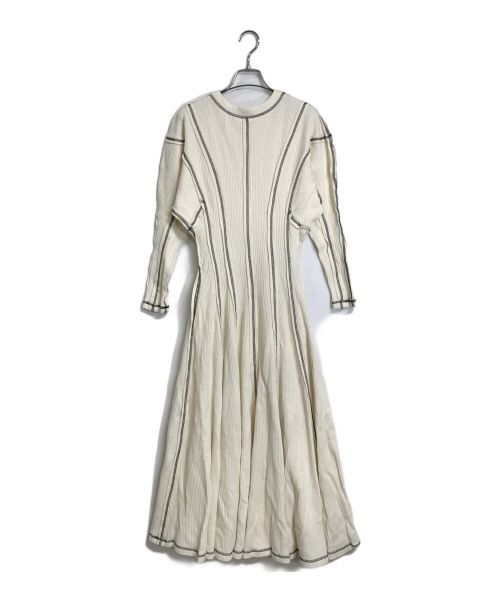 AKIKOAOKI（アキコアオキ）AKIKOAOKI (アキコアオキ) Puffy shape dress アイボリー×ネイビー サイズ:FREEの古着・服飾アイテム