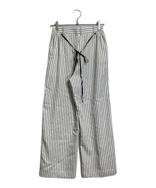 ADEAM（アディアム）ADEAM (アディアム) ストライプ柄 テーラードパンツ アイボリーの古着・服飾アイテム