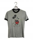DISNEYディズニー）の古着「【古着】霜降りリンガーTシャツ　半袖カットソー　Tシャツ　Tee   USA製　キャラT  ミッキー」｜グレー
