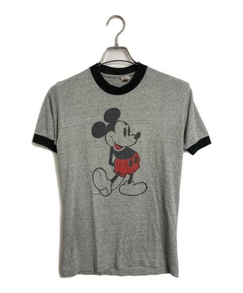 DISNEY（ディズニー）DISNEY (ディズニー) 【古着】霜降りリンガーTシャツ　半袖カットソー　Tシャツ　Tee   USA製　キャラT  ミッキー グレー サイズ: Mの古着・服飾アイテム