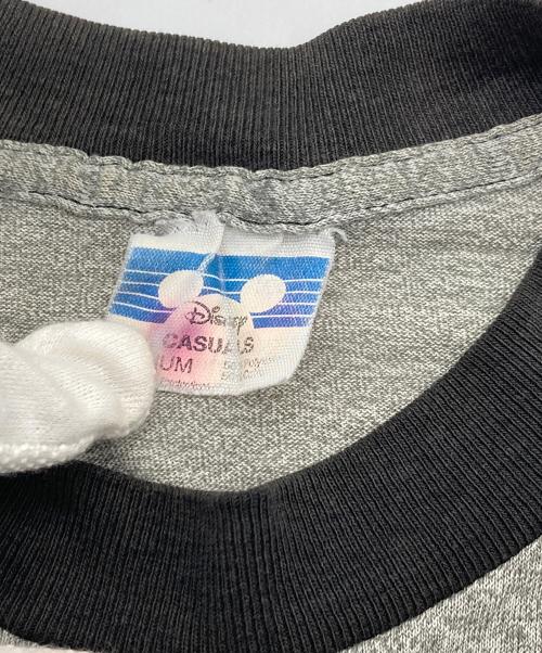 DISNEY（ディズニー）DISNEY (ディズニー) 【古着】霜降りリンガーTシャツ　半袖カットソー　Tシャツ　Tee   USA製　キャラT  ミッキー グレー サイズ: Mの古着・服飾アイテム