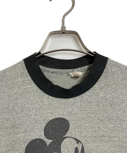 DISNEY（ディズニー）DISNEY (ディズニー) 【古着】霜降りリンガーTシャツ　半袖カットソー　Tシャツ　Tee   USA製　キャラT  ミッキー グレー サイズ: Mの古着・服飾アイテム