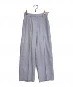 anuansアニュアンス）の古着「バックサテンセミフレアパンツ　フレアパンツ」｜サックスブルー