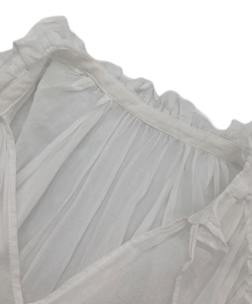 CADUNE（カデュネ）CADUNE (カデュネ) サマーギャザーチュニック　シフォンブラウス　ガーゼシャツ ホワイト サイズ:36の古着・服飾アイテム